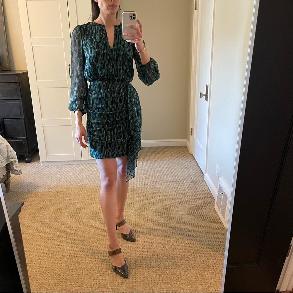 Shoshana Long Sleeve cocktail dress, Green and Black